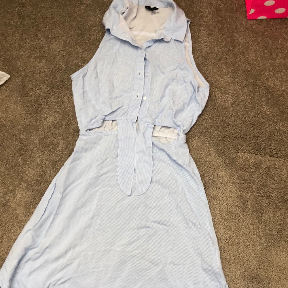 Blue and white dress